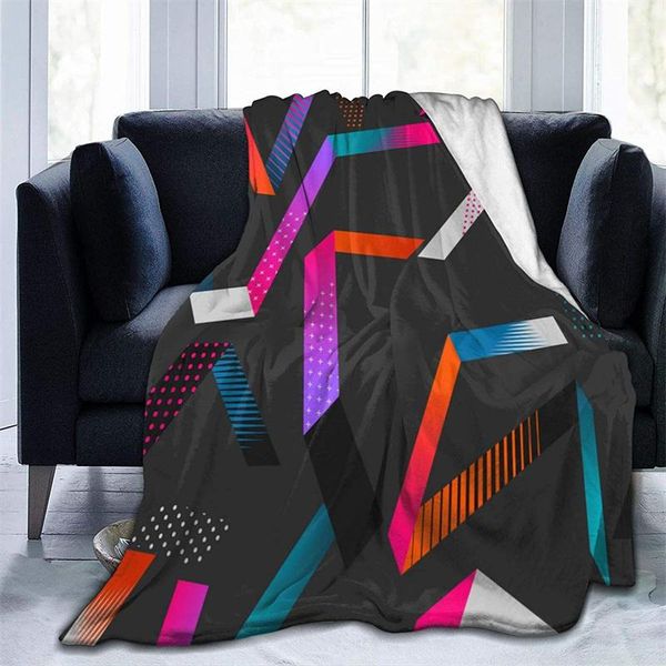 

blankets abstract geometric colorful cubre camara green throw blanket 3d print on demand sherpa super comfortable for sofa