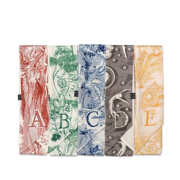 

scarves spring letters silk female fine narrow strip scarf tied ribbon wrapped package wrist women skinny, Blue;gray