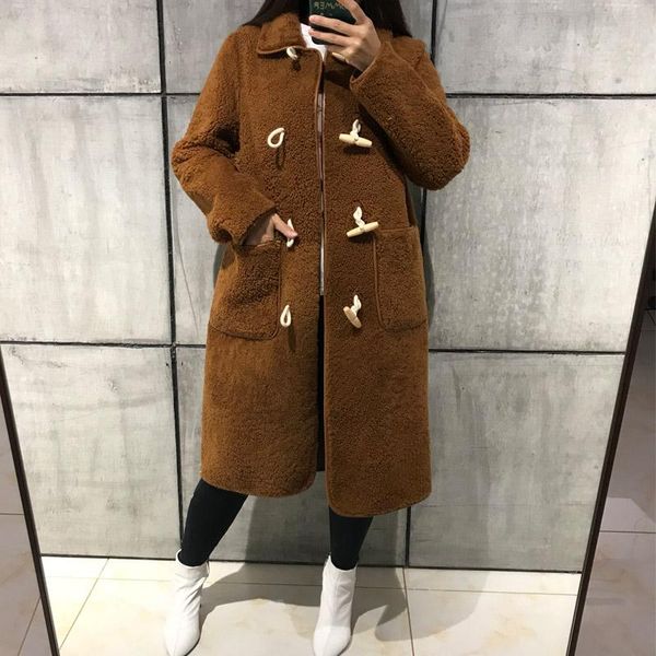 

women's leather & faux women lamb fur ladies suede coat, Black