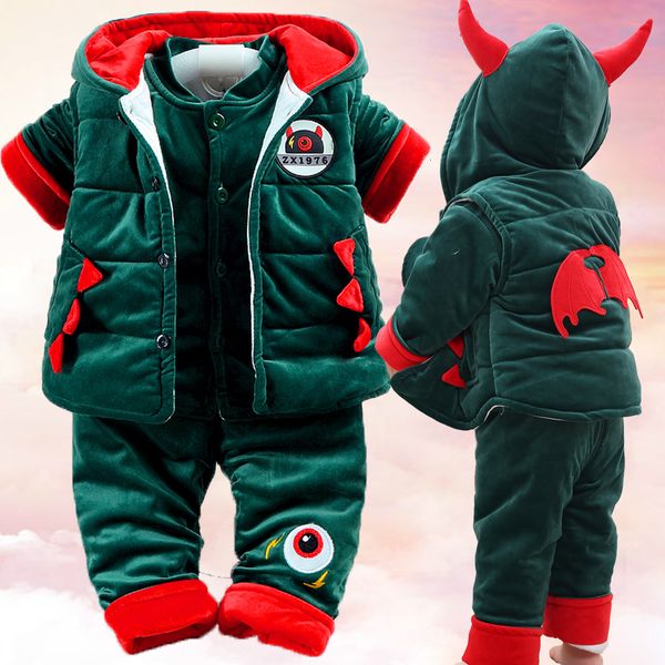 

newborn baby boys girls winter warm hoody coat sweatshirt pants 3pcs clothing set kids children sports tracksuit clothe, White