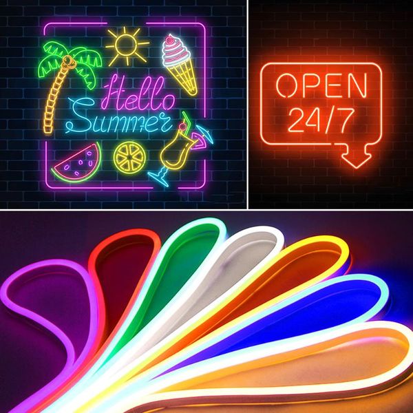 

strips 12v waterproof led strip flexible neon light luces rope dimming room bar decoration color warm white yellow red green blue