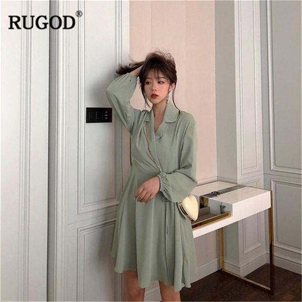 

casual dresses rugod solid women dress lantern sleeves v neck waistband tied summer fashion vintage office ladies wearing modis sukienki, Black;gray