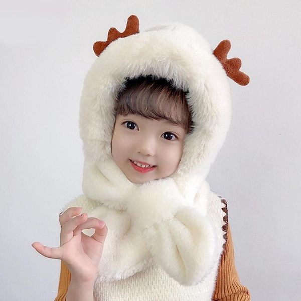 

caps & hats cute antlers beer ear hat warm plush beanies windproof scarf cap fashion winter women children's novelty casual fleece, Yellow
