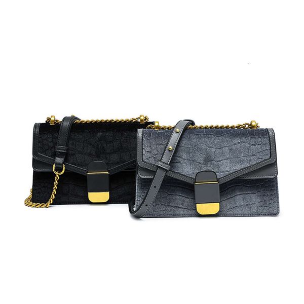 

fashion chain women's 2021 new alligator small square bag velvet foreign style fashion versatile cross shoulder
