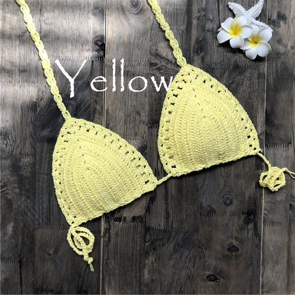 

two-piece suits women crochet bikini handmade knitted cotton swimwear camis ladies bathing suit bras bandage sunbath beach tank