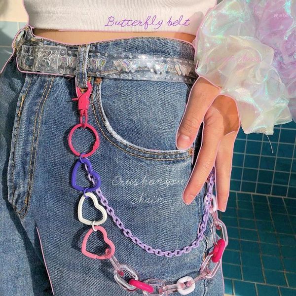 

belts heart cute coloful waist chain bag necklace cool harajuku metal diy parts kawayi lolita1, Black;brown