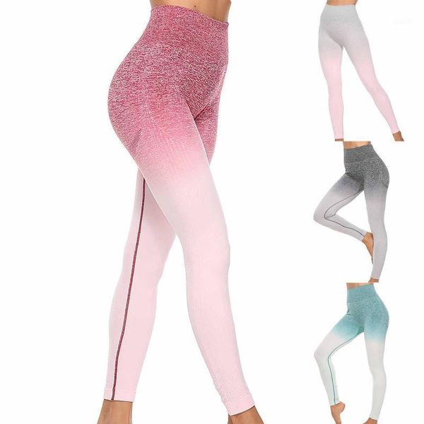 

yoga outfit women pants gradient exercise to lift buttocks high waist tight seamless female sport running fitness d1#