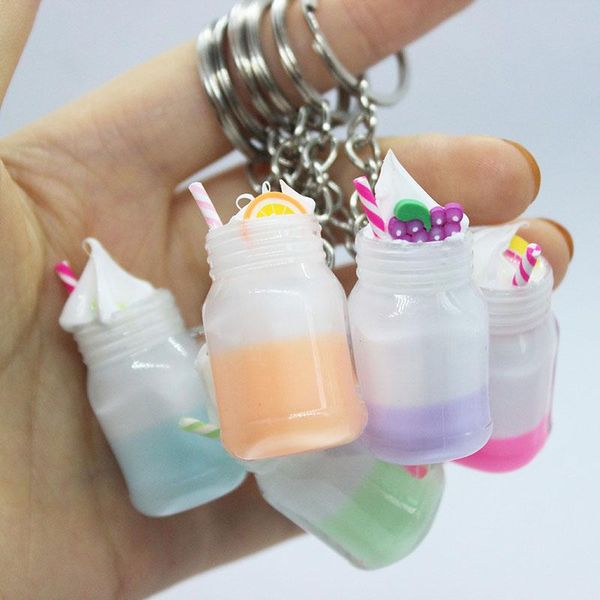 

keychains simulation cream cup resin keychain fashion diy bottle crafts decor bags keys chains for friend gifts 2021, Silver