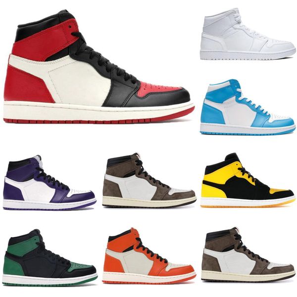 

jumpman 1 men women basketball shoes 1s chicago university blue north carolan volt gold dark mocha mens trainers fashion sports sneakers