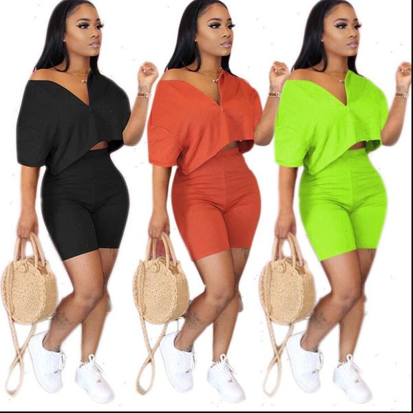 

plus size two piece set women clothes 2021 casual tracksuit crop biker shorts set lounge wear matching sets 2 piece outfits, Gray