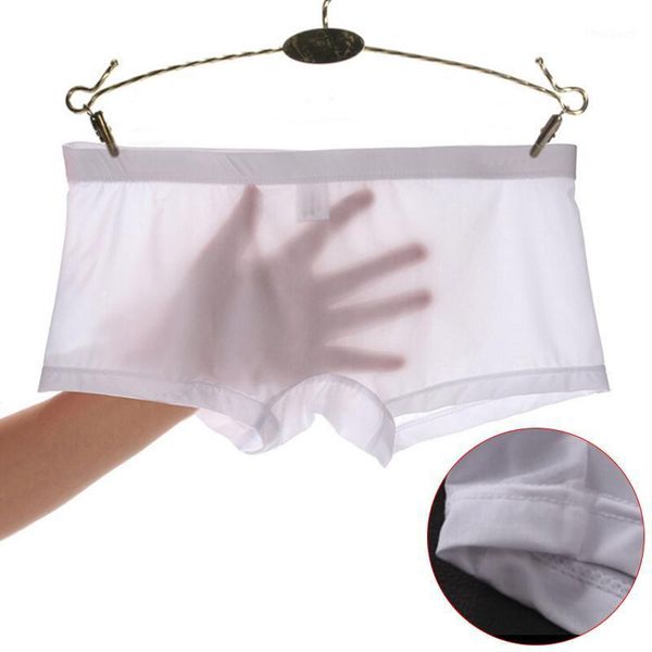 

underpants men seamless underwear pants transparent boxershorts male mid-rise mesh slips homme panties boxer shorts -2xl, Black;white