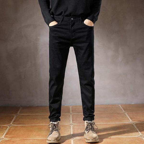 

men's jeans kstun black men slim straight elasticity spring and autumn business casual male denim pants full length trousers cowboys, Blue