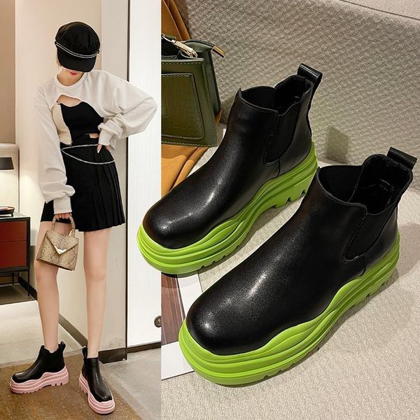 

martin autumn 2021 women's sho thick bottom korean version fried street chimney thin motorcycle short boots, Black