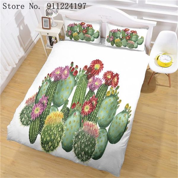 

bedding sets green cactus set duvet cover printing bedclothes 2/3pcs bed linen sheet single double  king size quilt covers
