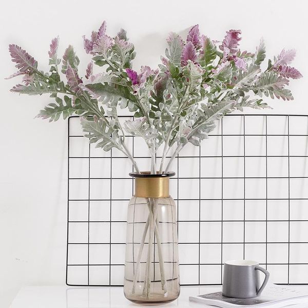 

decorative flowers & wreaths artificial green leaf plants silk senecio cineraria room table decor graden el fake
