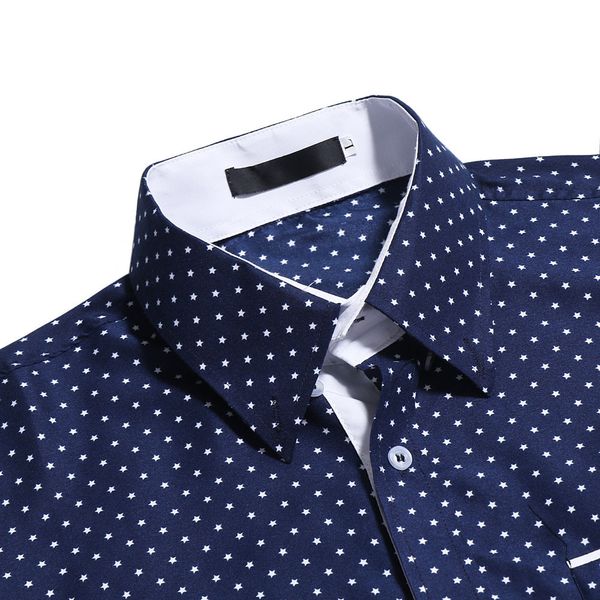 

fashion men retrieve casual shirts 2021 mouwen turn down collar formula polka dot slim fit long mouw shirt blous, White;black