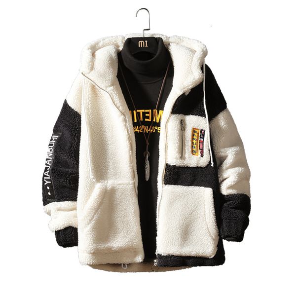 

men bomber jacket winter thick warm teddy for mens sportwear tracksuit male fluffy fleece hoodies drv2, Black