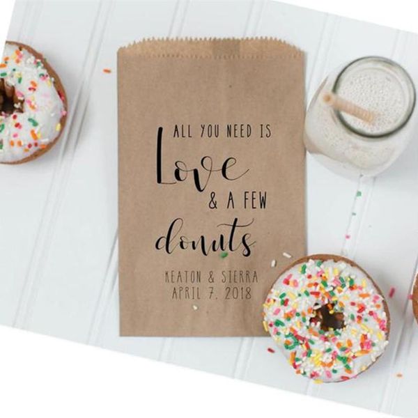 

gift wrap custom donut favor bag - wedding bags donuts -wedding doughnut treat bakery