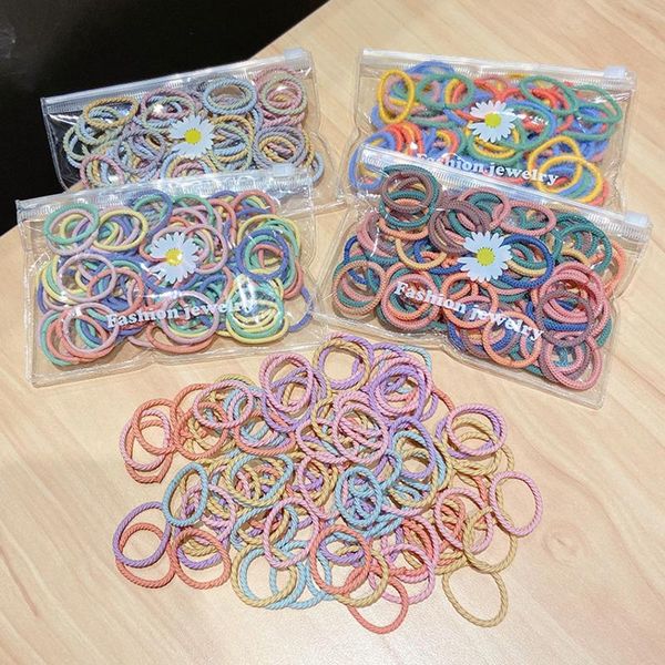

[xwen] new 100 pieces/set children colorful elastic rubber band small hair rope girls headband fashion hair accessories oh2247, Slivery;white