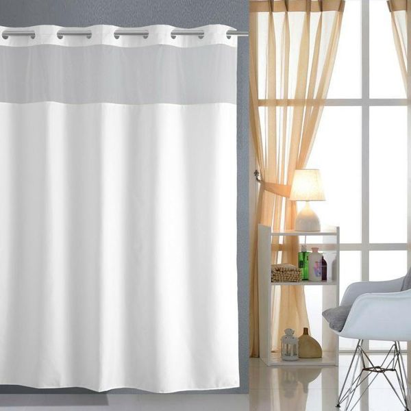 

shower curtains hookless curtain with mesh panel mildew resistant white