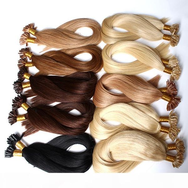 

bella hair u-tip hair extensions pre bonded straight brazilian virgin hair weft weave 20"24" #1#2#4 and blond 1g strand, Black