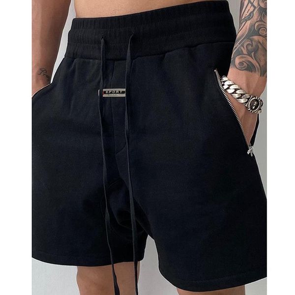 

men's shorts mens casual loose zipper bag five-point pants gyms quick-drying breathable fashion men clothing streetwear, White;black