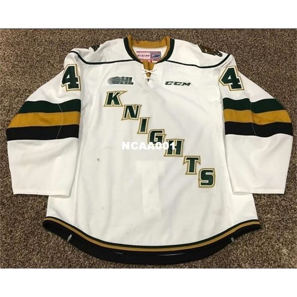 

real 668 real full embroidery #4 olli juolevi london knights game issued ohl hockey jersey or custom any name or number hockey jersey, Black