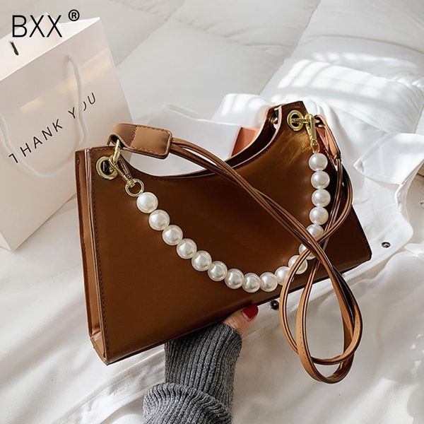 

cross body [bxx] pu leather bags for women 2021 fashion pearl chain crossbody shoulder bag lady trend handbags and purses hr257