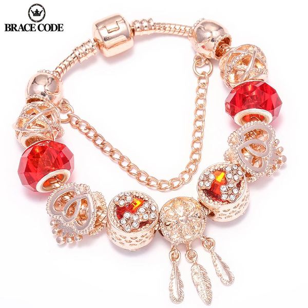 

charm bracelets brace code rose gold series with silver color beads fine & bangles for women fashion jewelry pulseira, Golden;silver