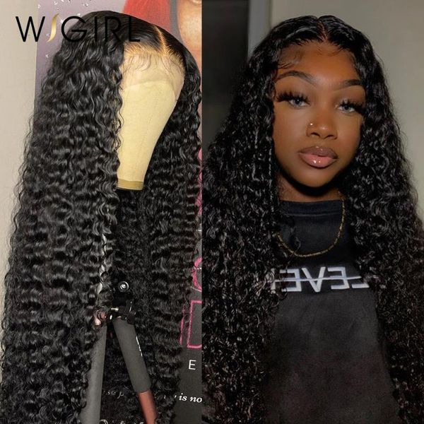 

lace wigs wigirl 30 32 inch deep wave 13x6 transprent human hair brazilian loose water curly 4x4 5x5 closure pre plucked, Black;brown