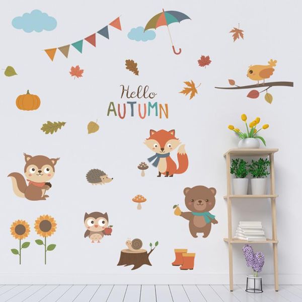 

wall stickers cartoon squirrel bear cloud living room bedroom children's decoration