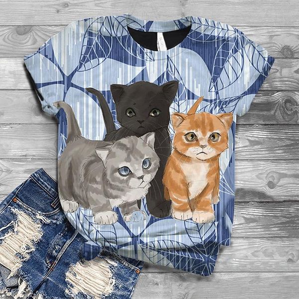 

women's t-shirt 3d animal t shirt women summer casual tshirts tees harajuku cute cat short sleeve vintage female t-shirts woman mujer c, White