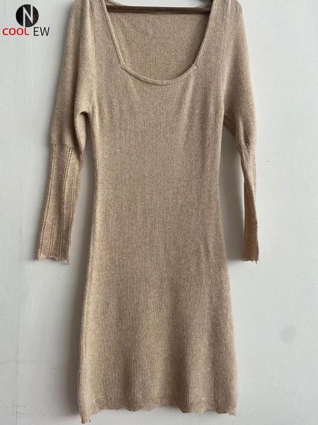 

casual dresses women 2021 fal knitting wool blend square neck short mini dress - sprint ladies est style knit, Black;gray