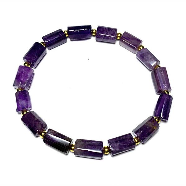 

beaded, strands 100% natural faceted cylindrical stone beads bracelet amethysts lapis lazuli sunstone bangles fashion jewelry for women, Black