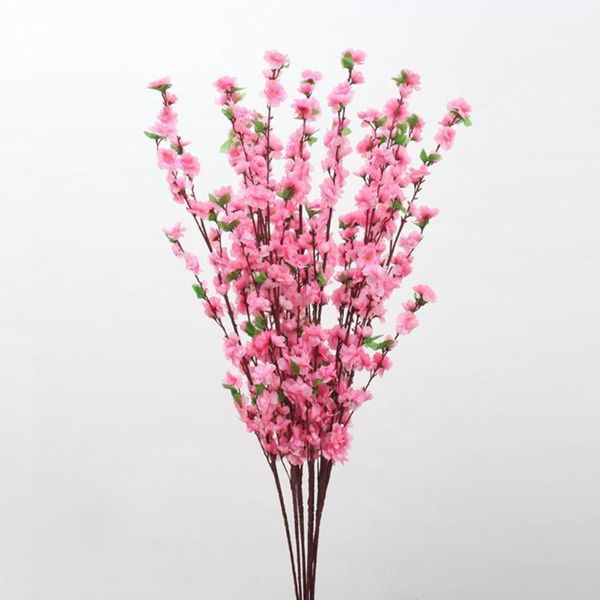 

silk peach blossom branch artificial flowers diy craft peach party decoration fake decor wedding year new floral heads supp m7q5