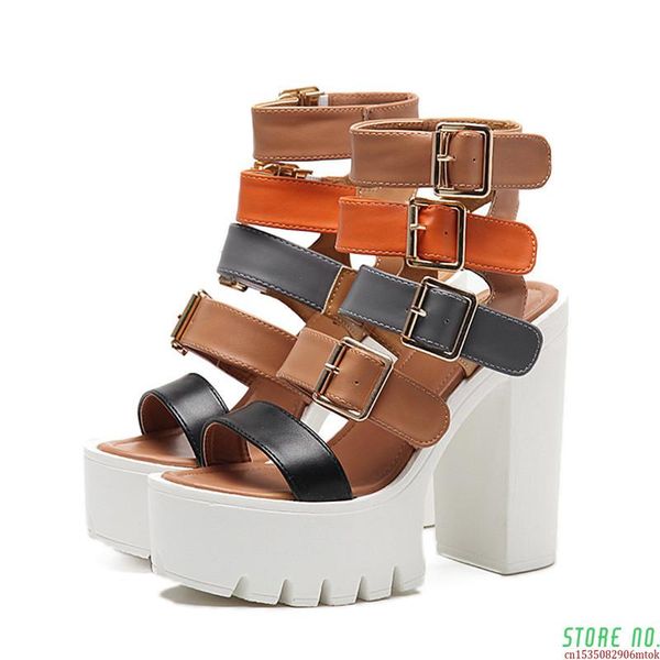 

sandals women high heels 2021 summer fashion buckle female gladiator platform shoes woman black big size 42