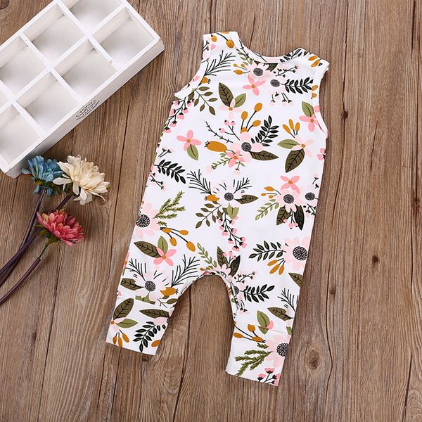 

new clothing girls climbing 2021 summer convenience comfortable sleeveless cotton casual printed flowers jumpsuit for baby 48kf, Blue