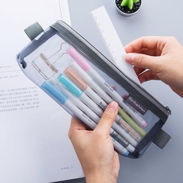 

pencil bags lovely transparent bag for kids gift office school supplies kawaii muticolor stationery zipper mesh cute case