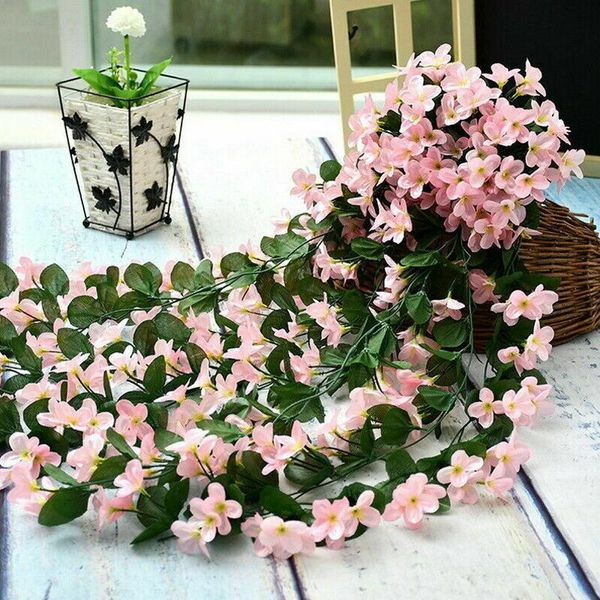 

2pcs artificial violet-hanging vines plants colorful home garden indoor outdoor decor party wedding flowers rattan