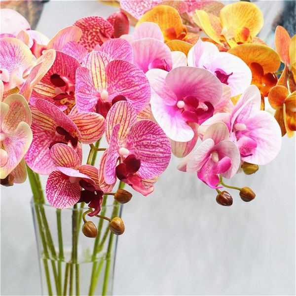 

decorative flowers & wreaths plastic 6 heads artificial orchid 10 colors large size fake phalaenopsis silicon pu real touch wedding butterfl