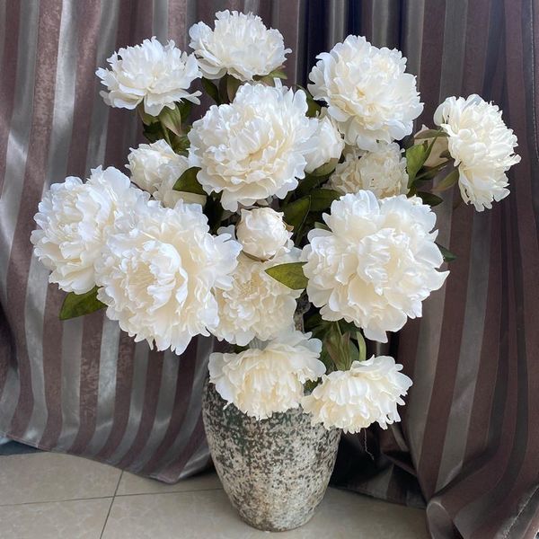 

decorative flowers & wreaths large peony 2 heads/branch artificial for party wedding decoration white fake open roses flores artificiales