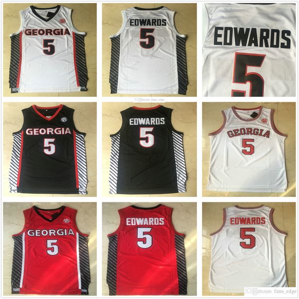 

ncaa college georgia bulldogs #5 anthony edwards jersey red white blue mens stitched anthony edwards university basketball jerseys shirtss, Black;red