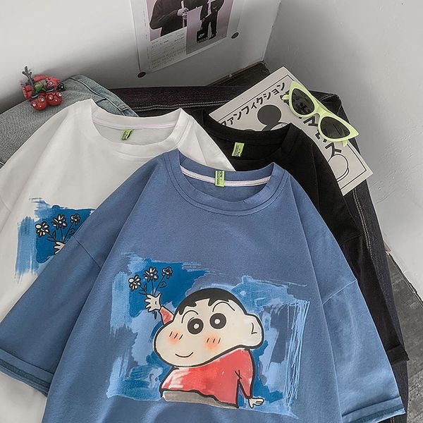 

2021 new dos homens das mulheres anime japons crayon shin chan imprimir camisa harajuku tshirt ulzzang estilo coreano bonito t kawaii 6, White;black