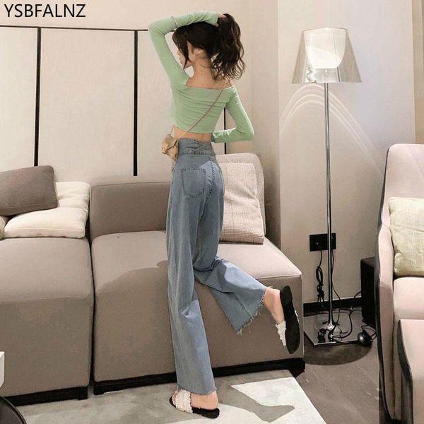 

women's jeans 2021 woman high waist wide leg plus size summer women korean pants streetwear slouchy blue ropa de mujer primavera v...