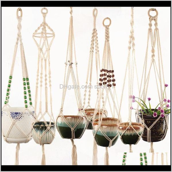 

macrame plant hanger indoor outdoor hanging planter basket jute retro flower pot hanging rope holder string home garden balcony osfqu svqef