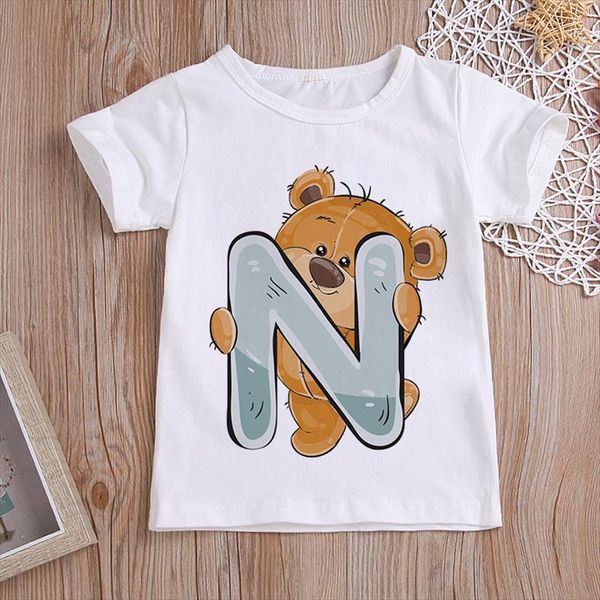 

cute bear kids girls t shirt summer baby boys letter toddler tees clothes children clothing shirts short sleeve birthday, Blue