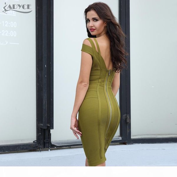 

2018 spring dress women party bandage dress olive green off the shoulder knee-length stunning celebrity prom bodycon, White;black