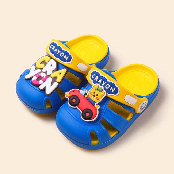 

summer toddler croc slippers cartoon letter pattern indoor beach shoes for baby boy grils breathable soft non slip kids slippers, Black;red