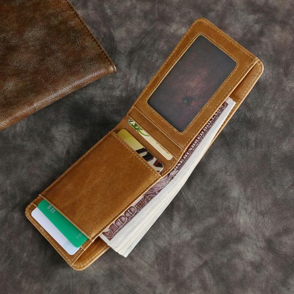 

wallets 2021 leather men's wallet short business casual head layer cowhide pocket walle, Red;black