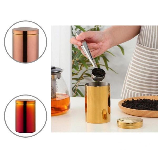 

storage bottles & jars reusable useful empty stainless steel tea leaves box simple canister sealed lid for